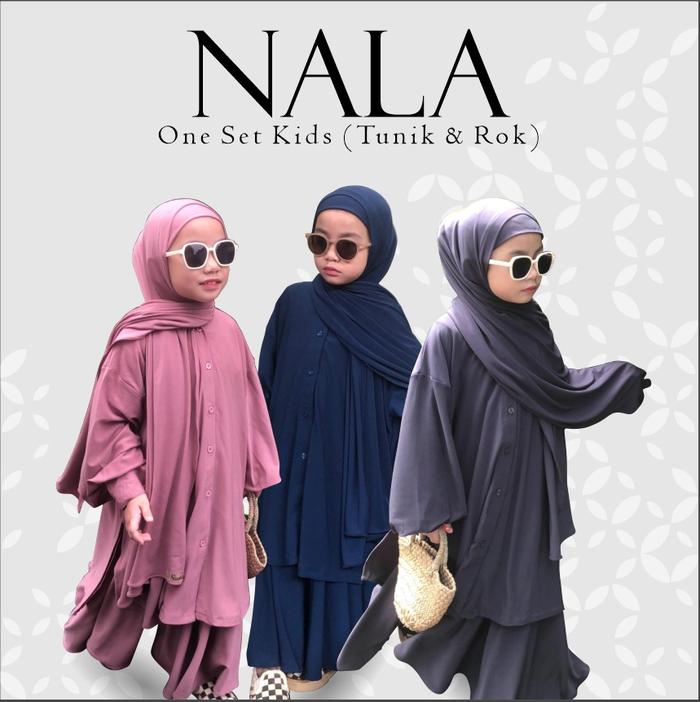 Nala One Set Kids Jersey Premium by Syalula (Tunik & Rok) Anak