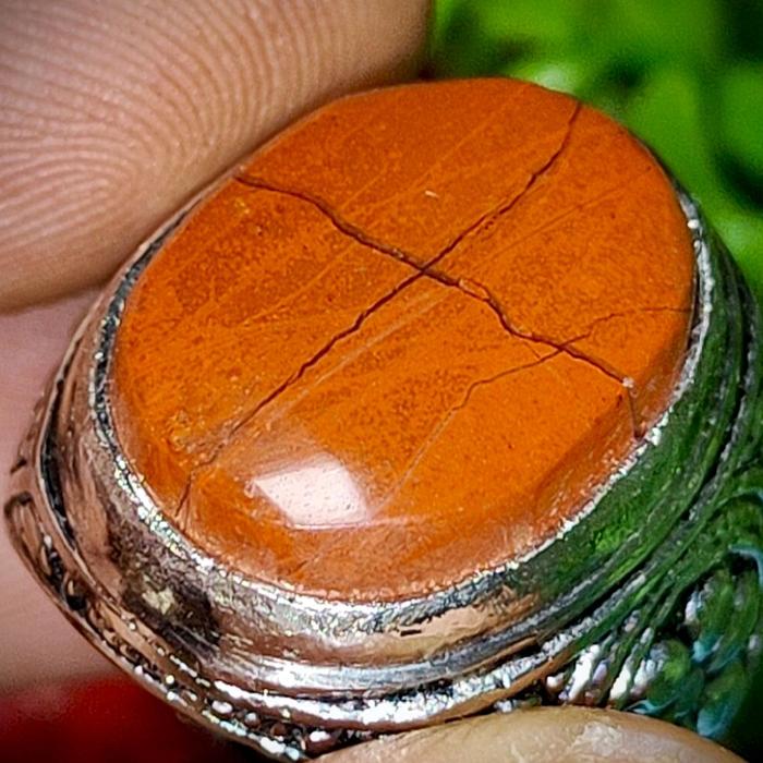 cincin batu akik ati ayam pamor tapak jalak ring alpaka