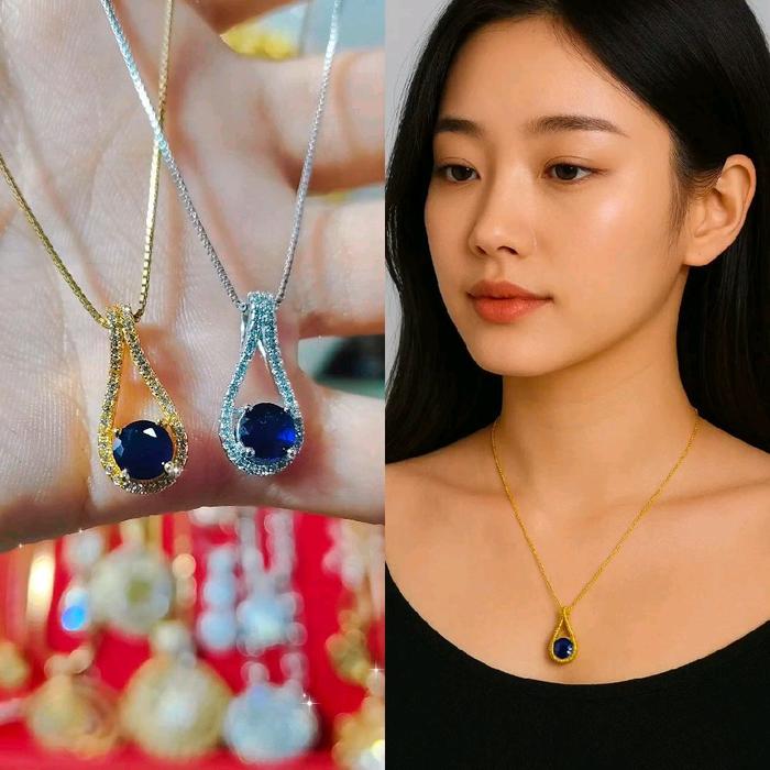 Xuping88 Kalung silver 925(40/45cm) dan Liontin wynn Motif Tetes Mata biru FEBBY bronze imitasi KM2