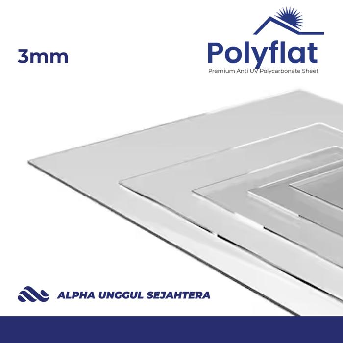 TERBARU Polycarbonate Atap Roof Polyflat Suntuff Tebal 3mm Lebar 1.22 Meter Bisa Beli Per Meter Lari