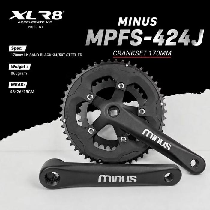 ￼Crankset MINUS MPFS-424J 170mm 34/50T Square Taper BCD 110 Alloy Lipat Roadbike dan Gravel