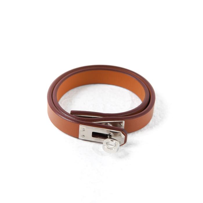 Gelang HERMES MINI KELLY SHW DOUBLE TOUR TAN BRACELET 100% ORIGINAL - OS
