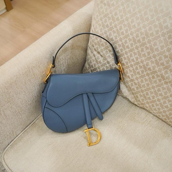 Dior Saddle Medium Grained Leather Blue GHW 2019 GARANSI 100% AUTHENTIC