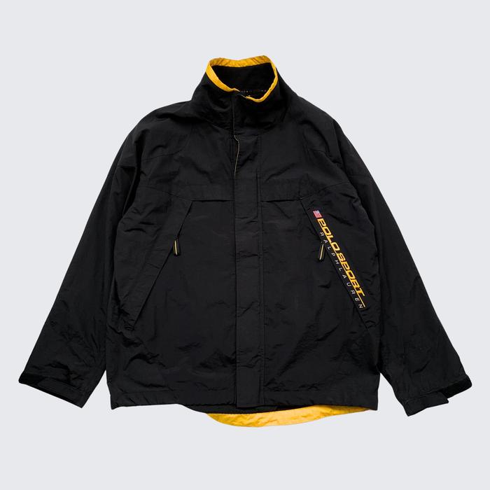 Black Yellow List Vintage Polo Sport By Polo Ralph Lauren Windstopper Jacket - Unisex - XL