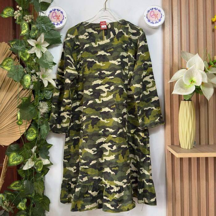 Tunik Army Hijau Katun linen