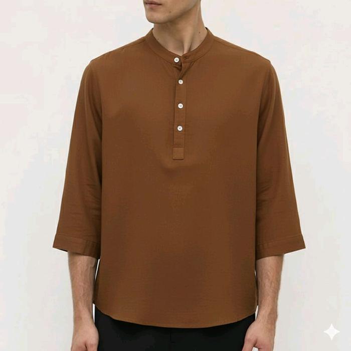 kemeja 3/4 premium katun adem Koko Pria Lengan 3/4 Modern – Bahan Nyaman & Elegan Baju