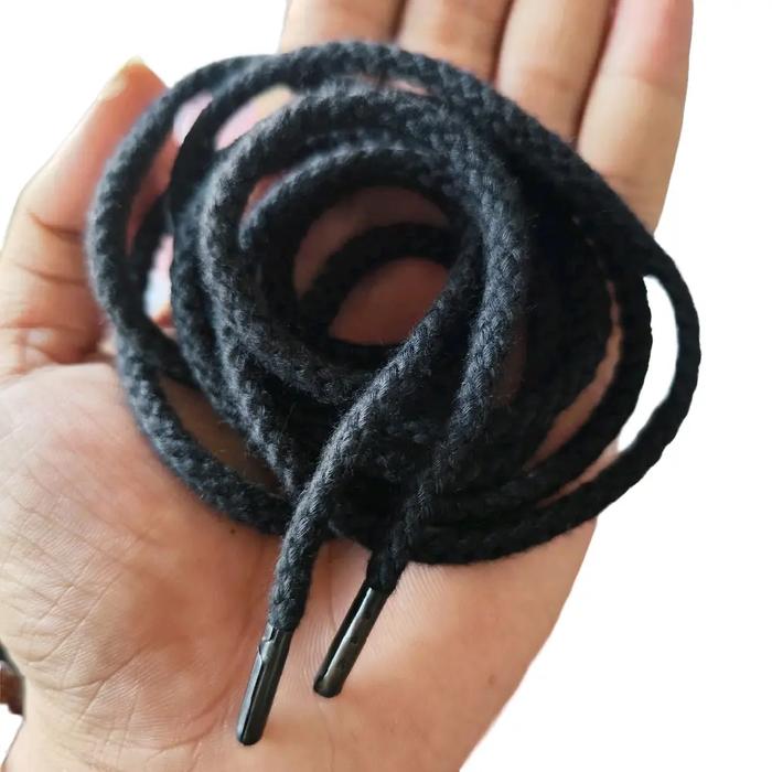 TALI HITAM HOODIE KEPANG CELANA KOLOR 5 MM PANJANG 150 CM UJUNG BESI ANTI KARAT