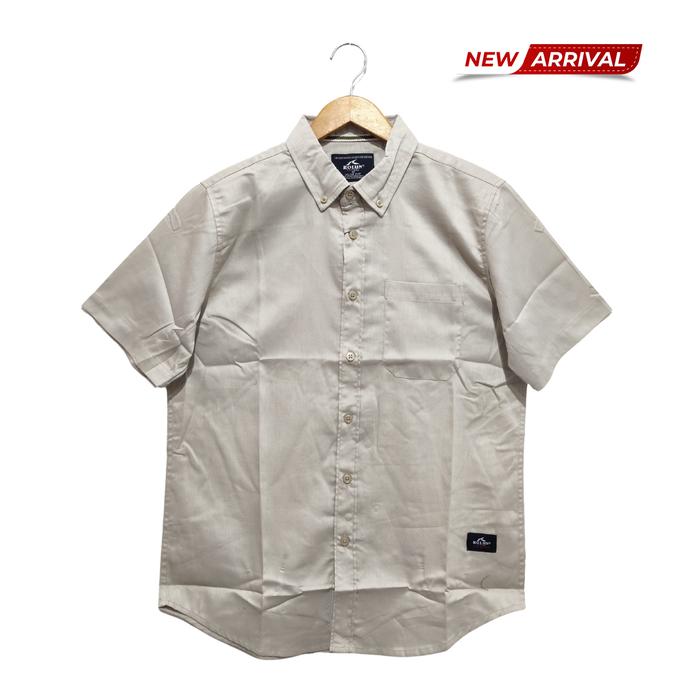 ROLUN Kemeja Pria Lengan Pendek Slim Fit Oxford Cotton Poly