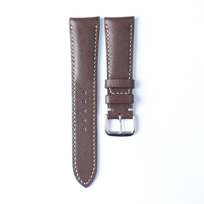 SS Strap Leather Watch Strap Saffiano Leather Brown Handmade 18mm 20mm 22mm