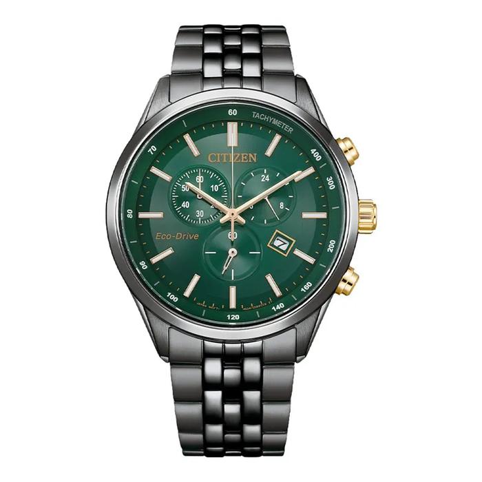 Jam Tangan Pria Citizen AT2576-50X Eco Drive Chronograph Green Black Original Resmi