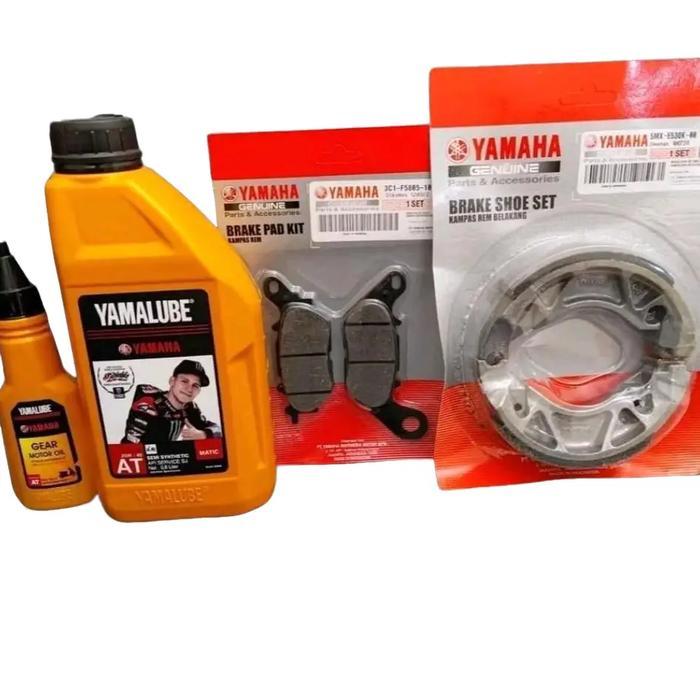 GW- PAKET YAMAHA MATIC, 4 PRODUK (YAMALUBE 800ML+OLI GEAR+KAMPAS CAKRAM+KAMPAS BELAKANG) SESUAI UNTU