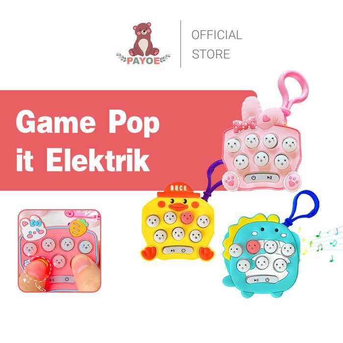 PAYOE Game Pop It Elektrik Mini Mainan Push Hamster Fidget Toys Gantungan Kunci Tekan