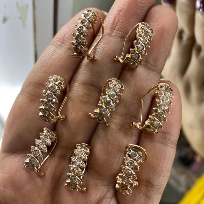 Anting padi jepit bahan tempahan kuningan mirip original berlian medan permata sejenis intan