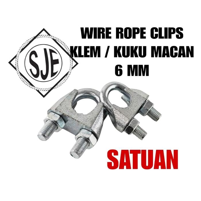 klem sling baja 6mm / kuku macan 6mm / klem kabel baja 6mm / wire rope claim 6mm / klem Seling 6mm
