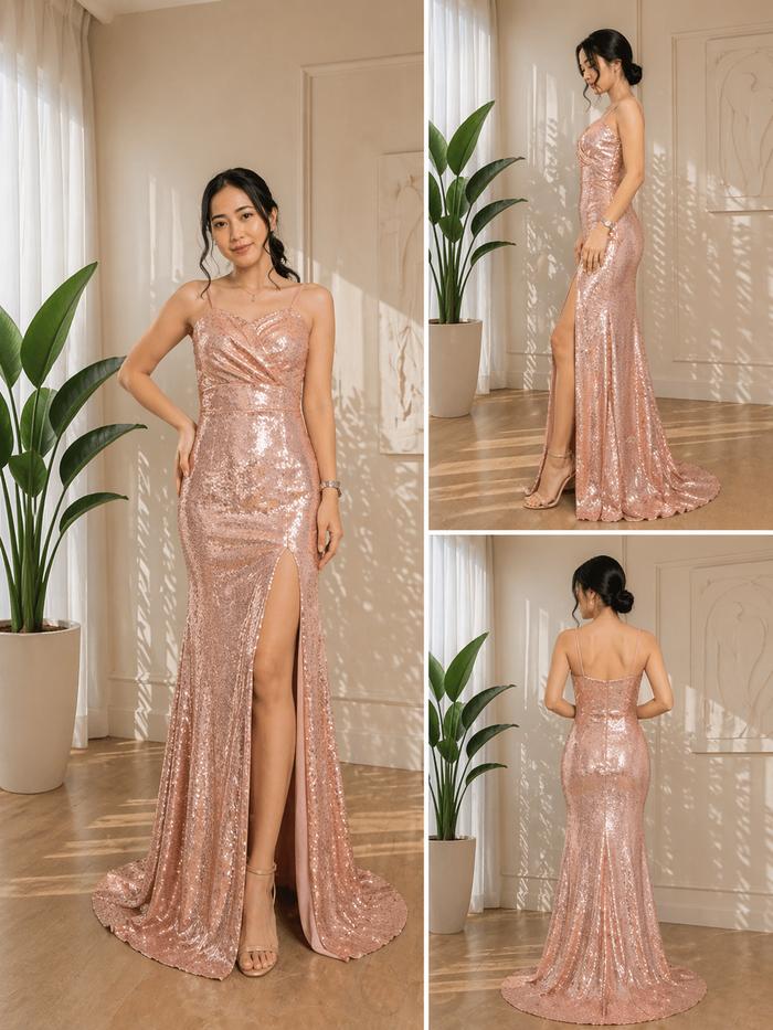 Scotteshop - Raline Gaun Pesta Mewah Longdress Payet Sequins Duyung Bodycon 983 Dress maxi Casual