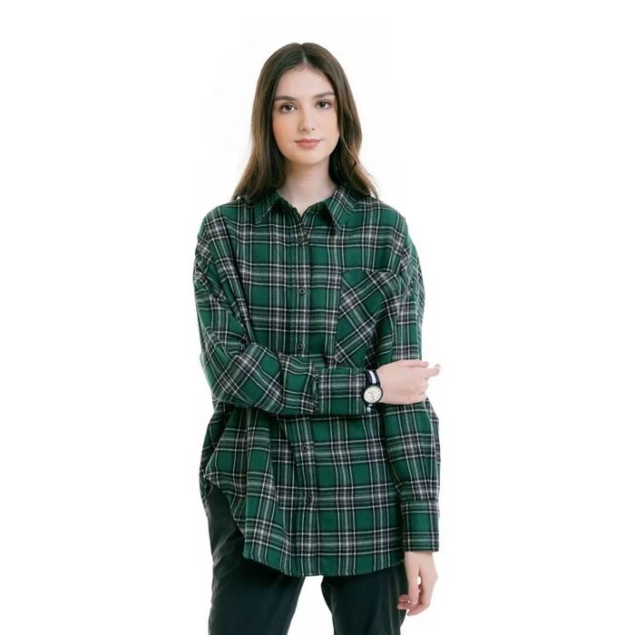 Kemeja Flanel Eiger OriginaI X-Zither Flannel Shirt Oversize - Kemeja Longga Wanita