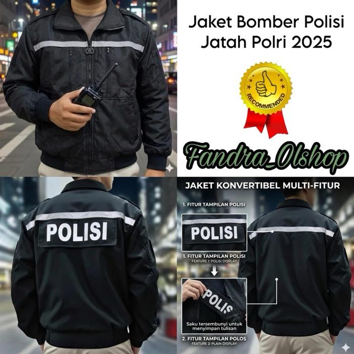Jaket Bomber Tactical 2025 POLRI Waterproof. Kualitas Terbaik !