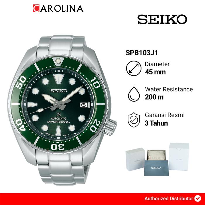 Jam Tangan Pria SEIKO Prospex SPB103J1 Sumo Hulk Green Dial Stainless Steel Strap