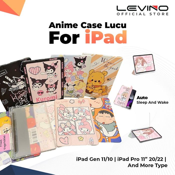 Anime Case Lucu for iPad Gen 9/10 10.2" 10.9" Air 4/5 Pro 11inch 2018 with Pencil Holder Case transp