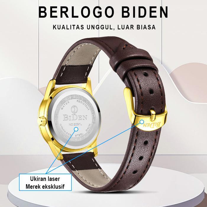 Biden Jam Tangan Wanita Tali Kulit Anti Air Kuarsa Jam Wanita Korea Elegan Klasik Jam Tangan Cewek  