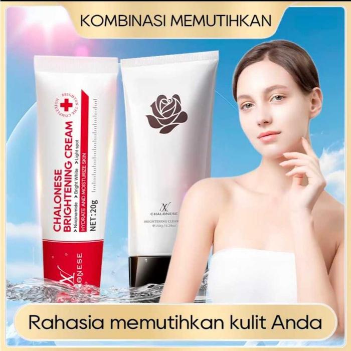 Chalonese paket Bundling Skincare Glow Brightening series ( 1 pcs cream brightening + 1 pcs facial w