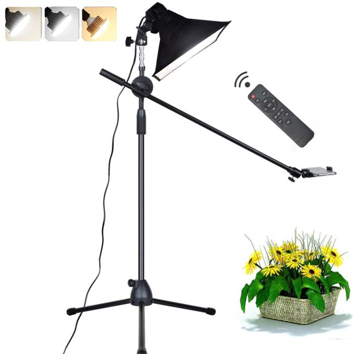 Photography Phone LED Lamp+Bracket Stand Boom Arm Reflector Softbox