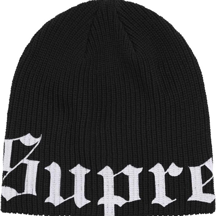 SUPREME OLD ENGLISH PRINTED BEANIE SS26 BLACK TOPI KUPLUK HITAM ASLI ORIGINAL AUTHENTIC