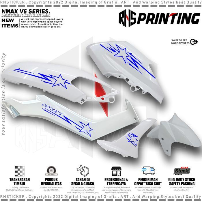 V5 Striping Nmax Old 2015-2019 Stiker Striping Transparan Nmax Lama Motif Bintang Star Trend Simple