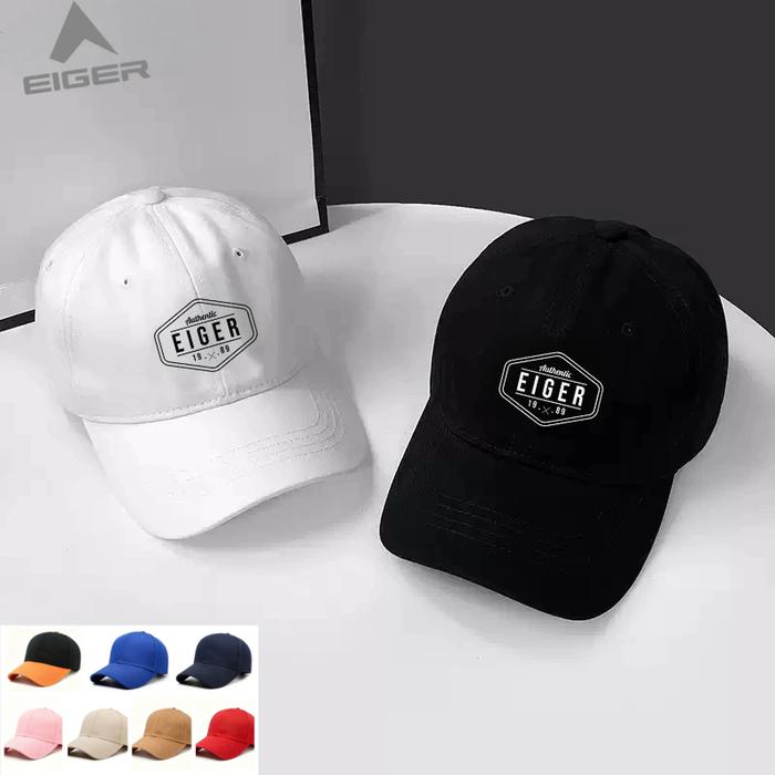 Topi EIGER original Terlaris Model Baseball Unisex Warna Hitam Putih Fashion Modern untuk Sehari‑har