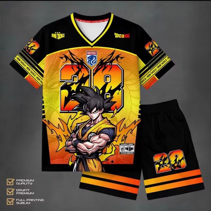 Setelan Jersey Anak Motif Dragon Ball Printing / Setelan Kaos Anak Laki Laki 3-10 Tahun Terbaru Baju