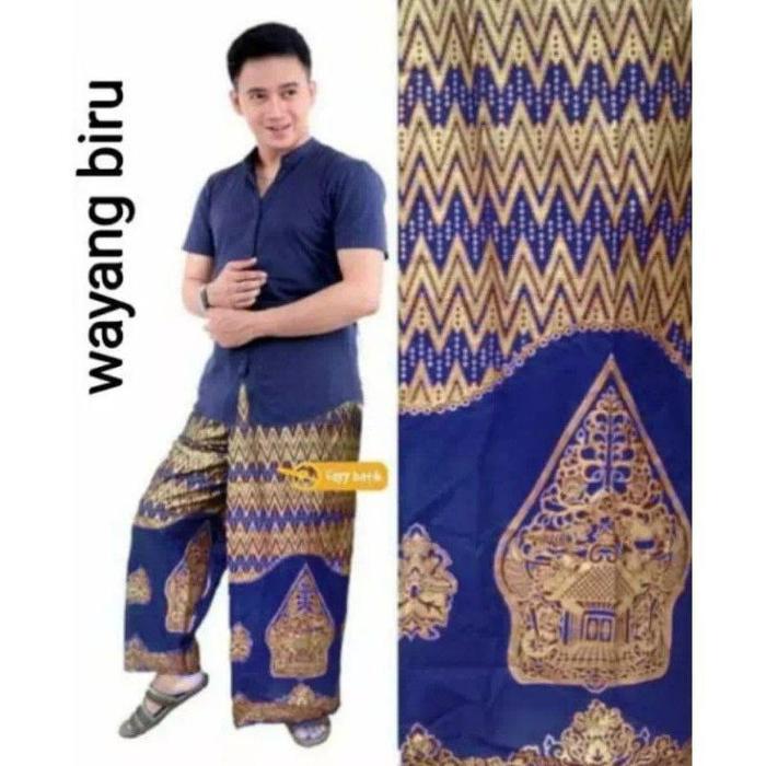 Celana Sarung Batik Pria Dewasa / Sarung Celana Batik Pria Dewasa motif wayang biru