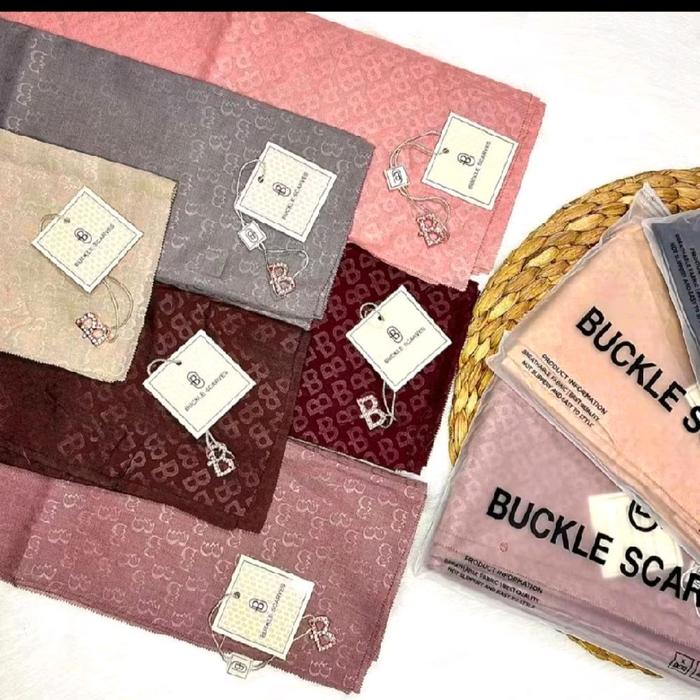 hijab segi empat buckle embooss  khusus warna hijau botol, navy