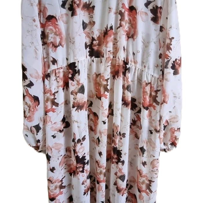 ELMILY LONG OUTER JUMBO KASUAL LD 140cm bahan ceruty babydoll muat BB 70-130kg an motif bunga cantik