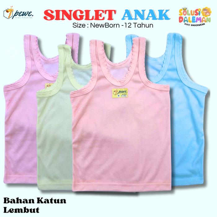 6 pcs Singlet Anak Warna Kaos Dalem Anak Usia 0-12 Tahun Kaos Kutang Anak Cewek dan Cowok Singlet An