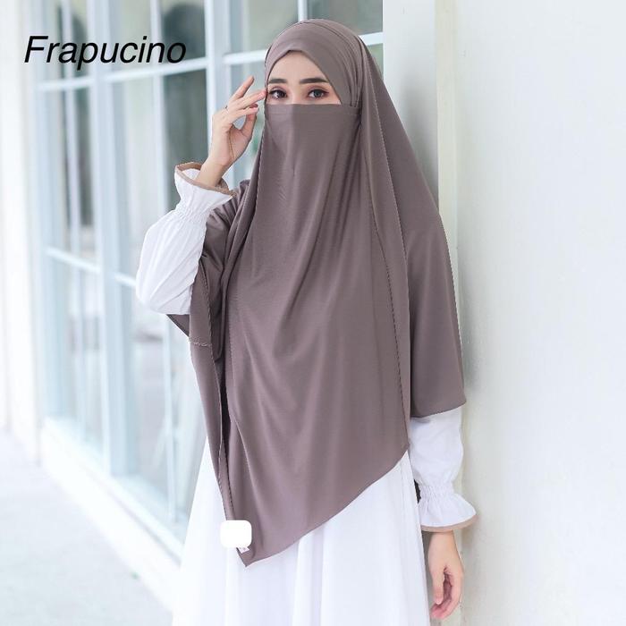 Ainun Hijab French Khimar Kerudung Bergo Instan Cadar Jumbo Tali Syari Bahan Jersey Premium Jilbab A