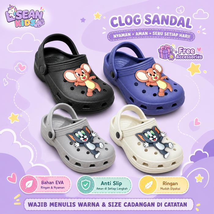 Sepatu Sandal Baim Anak Laki-Laki Perempuan Model Kodok Dengan Pin 3D Motif Kartun Hewan S251TJ S252
