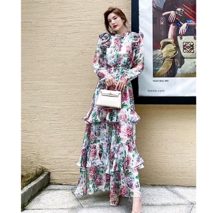 DRESS MAXY SAFARA RUFFLE TIERED KOREAN FASHION IMPORT