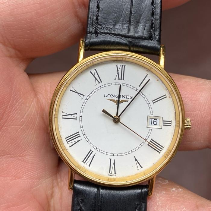 Jam tangan longines date roman dial classic elegan dress watch quartz, head original dan strap after