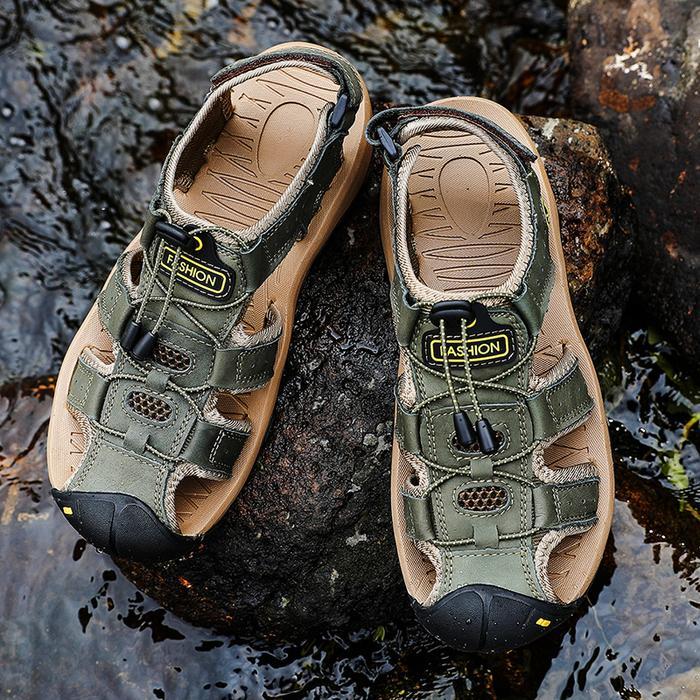 Eiger - Nyaman Kulit Sapi Asli Sandal Pria Gunung Hiking Trekking Outdoor Handmade Sepatu Keren Olah