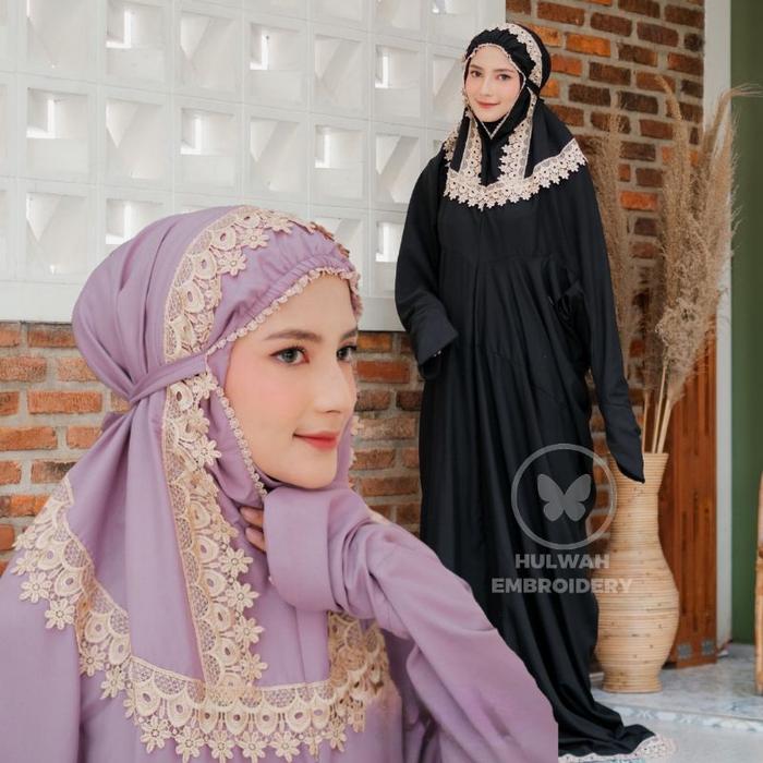 READY Mukena Terusan Panjang Katun Polos Renda Cantik Model Simple Tapi Mewah Mukenah Terusan Muslim
