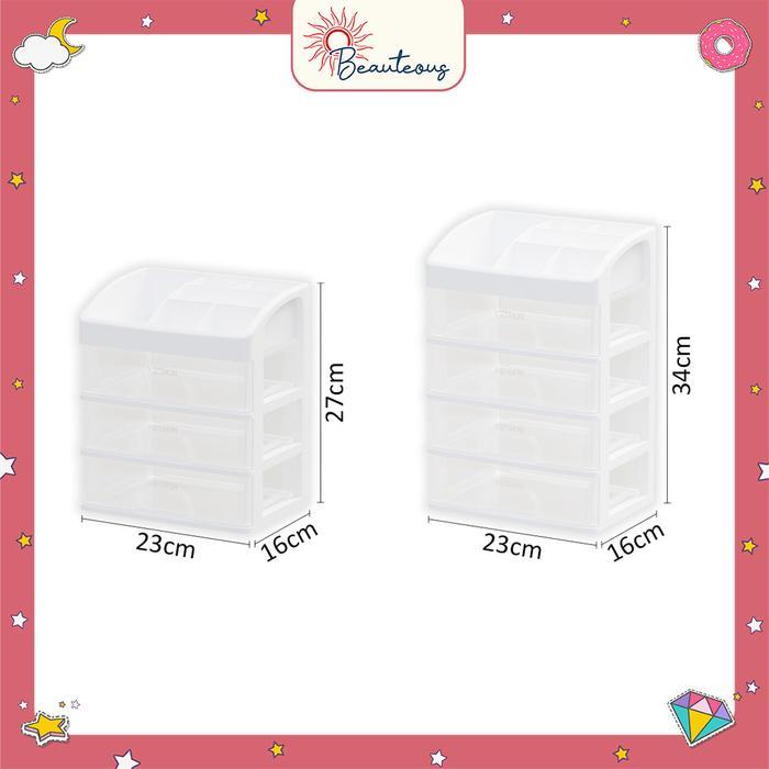 Rak Laci Meja 3 4 Susun Penyimpanan Kosmetik Organizer Stationary Putih Aesthetic Serbaguna