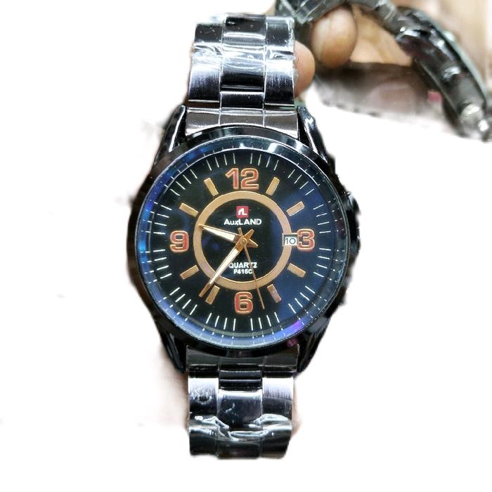 AUXLAND Jam Tangan Pria Original Rantai Padat Hitam Tanggal Aktif Penuh Gaya Dinamis Harga Murah Tid