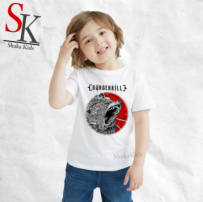 ShakaKids Fashion Atasan Baju Anak Band Music Burgerkill Adamantine Lengan Pendek Putih Cotton Comba
