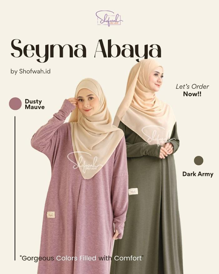 Baju Abaya Seyma oleh Shofwah Daily Wear dengan Lubang Jempol Manset dan Zipper Jepang
