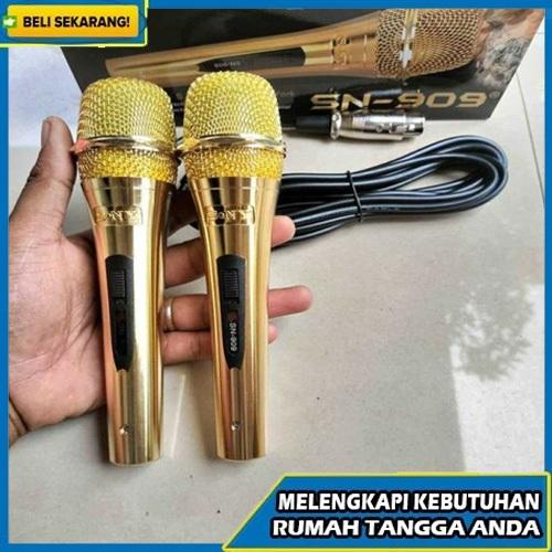Mic Kabel Sony SN-909 GOLD Microphone Karaoke Vocal FREE KABEL MIC TERLARIS