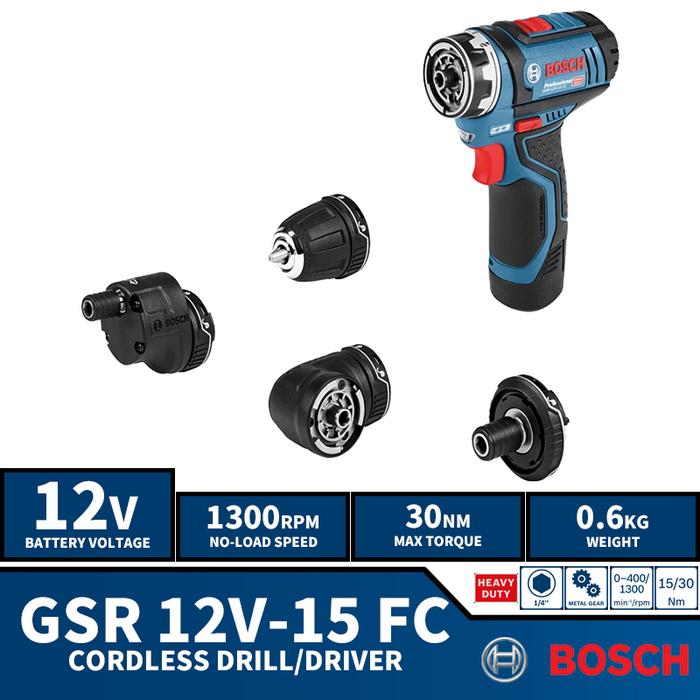 BOSCH GSR 12V-15 FC Tanpa Kabel 4in1 Driver Bor Padat Multifungsi 12V
