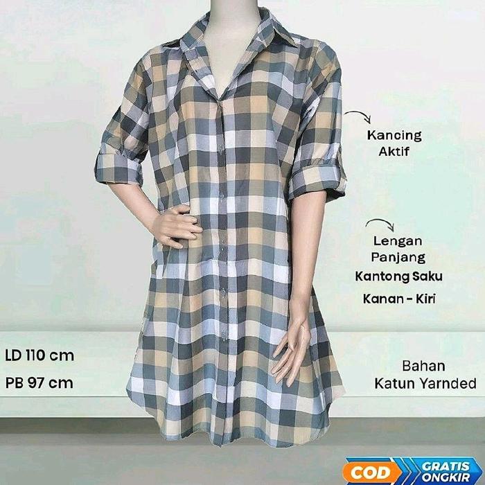 AL DHARREN TUNIK WANITA TUNIK MOTIF GARIS GARIS TUNIK KATUN