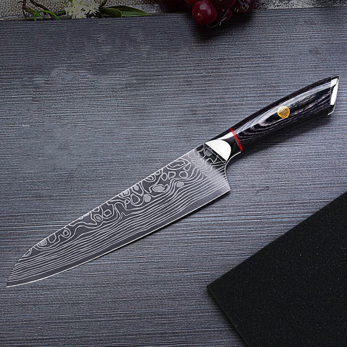 German Steel Damascus Pattern Chef's Knife Slicing Knife Sashimi