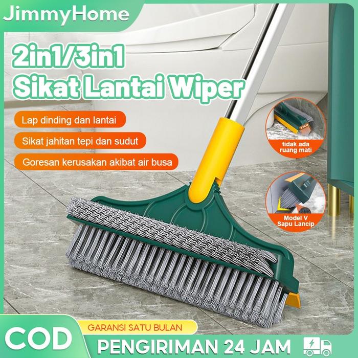Sikat Lantai Wiper Sikat Lantai Kamar Mandi 2in1/3in1 Pembersih Sudut Lantai Dinding Kamar Mandi Gag