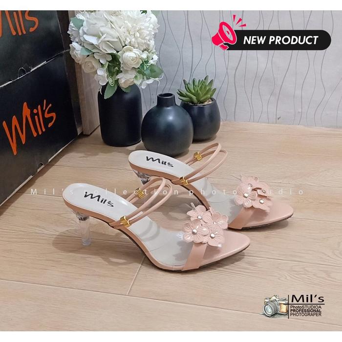 Sandal Heels Kaca Wanita - CKR Shop - AR. 101 Sandal High Heels Kaca Bunga Sakura